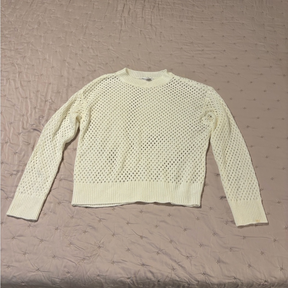 Women's Cream fishnet Sweater size small
